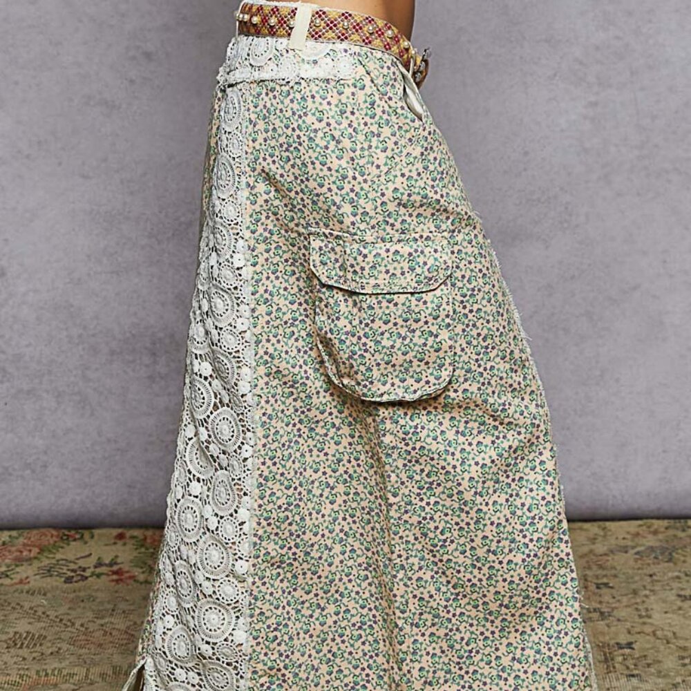 PS1 POL skirt with crochet patch, pockets, vintage washing - Picture 2 of 5